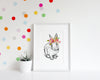 Wall Print - Rabbit Sketch with Flowers